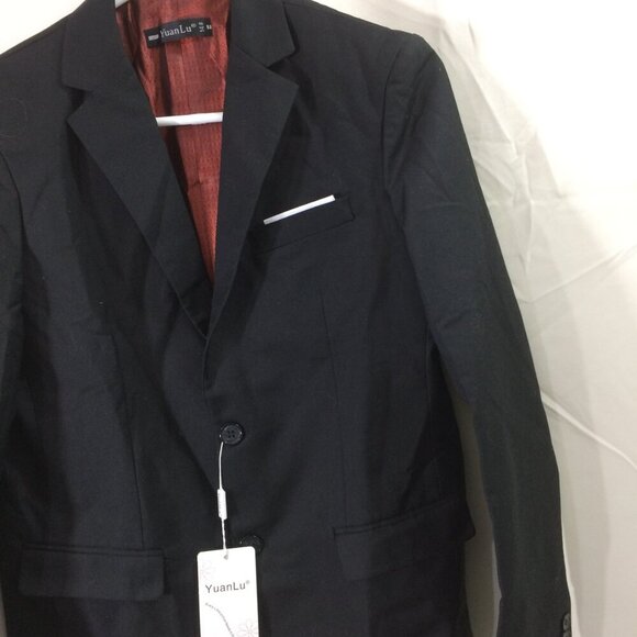 NEW Yuan Lu Boys Suit Jacket Black NWT 2 Button 2 Vent Polyester Blend Size 14 - Picture 2 of 4
